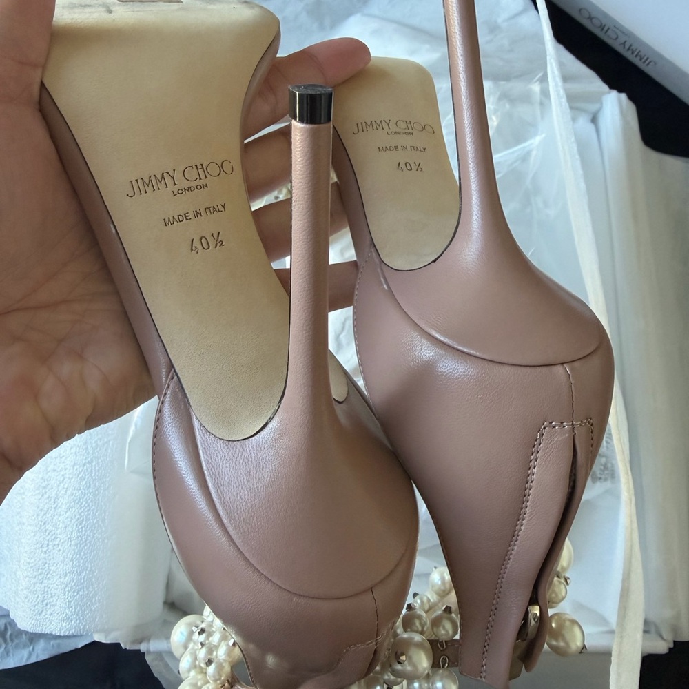 Jimmy Choo Blush Pearl Pearl Embellished Heels - Picture 9 of 14